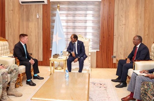 President Hassan Sheikh discussed the fight against Al-Shabaab with American officials.