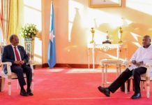 Madaxweyne Xasan Sheekh iyo Madaxweyne Museveni oo ka Wada hadlay Amniga Gudaha Soomaaliya.
