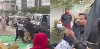 Families protesting the release of sailors held off the coast of Somalia, who were arrested in Karachi.